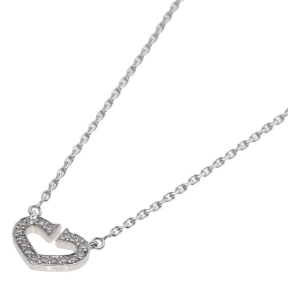 CARTIER C heart Diamond Necklace K18 White Gold Ladies [Used]