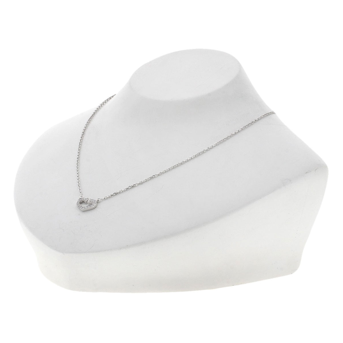 CARTIER C heart Diamond Necklace K18 White Gold Ladies [Used]