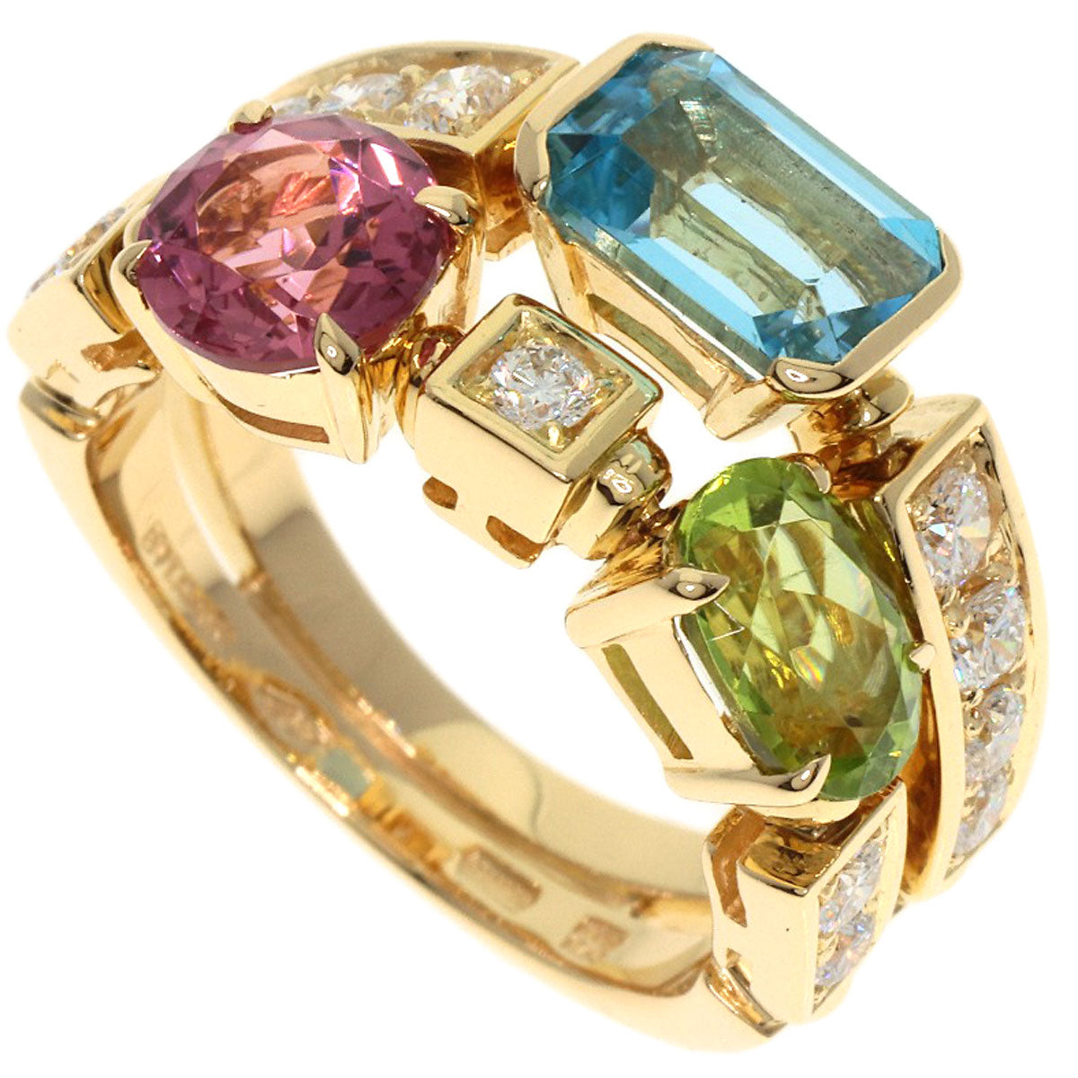 BVLGARI Allegra Diamond Multicolor Stone Ring K18 Yellow Gold Ladies [Used]
