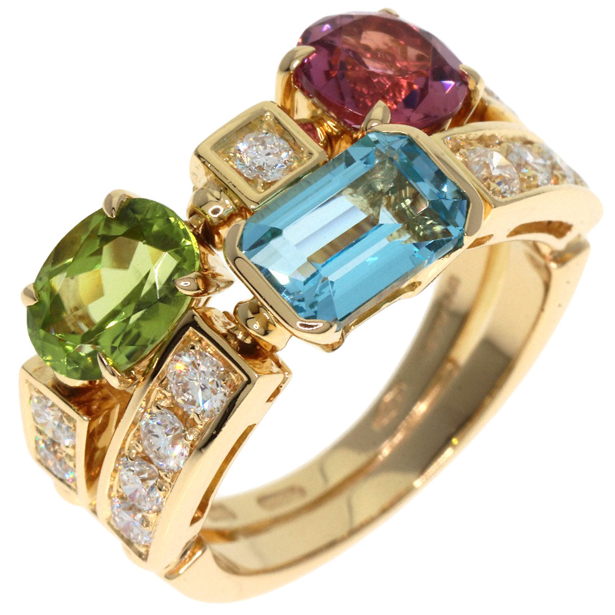 BVLGARI Allegra Diamond Multicolor Stone Ring K18 Yellow Gold Ladies [Used]