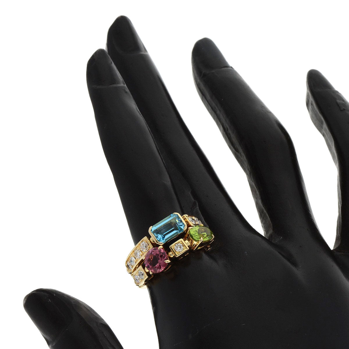 BVLGARI Allegra Diamond Multicolor Stone Ring K18 Yellow Gold Ladies [Used]