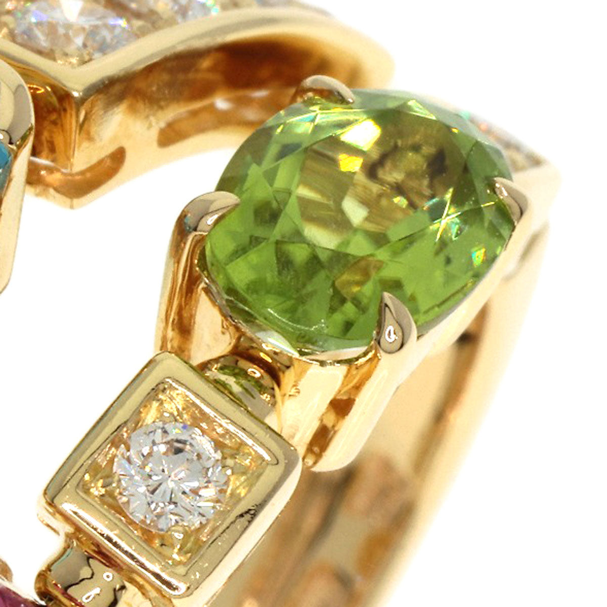BVLGARI Allegra Diamond Multicolor Stone Ring K18 Yellow Gold Ladies [Used]
