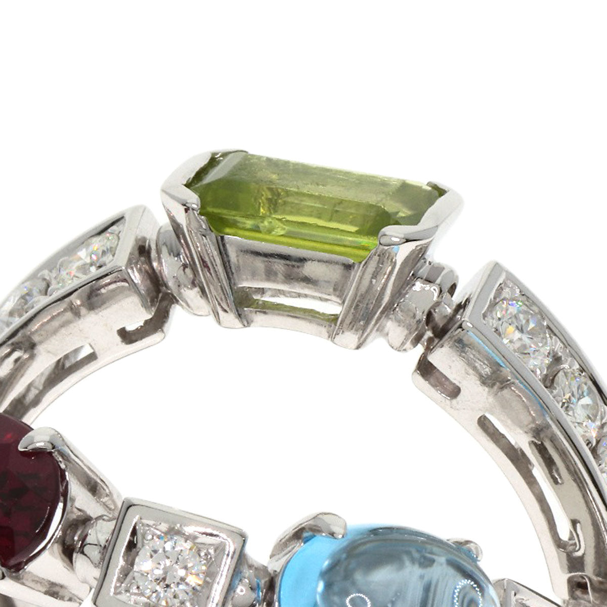 BVLGARI Allegra Diamond Multicolor Stone Ring K18 White Gold Ladies [Used]