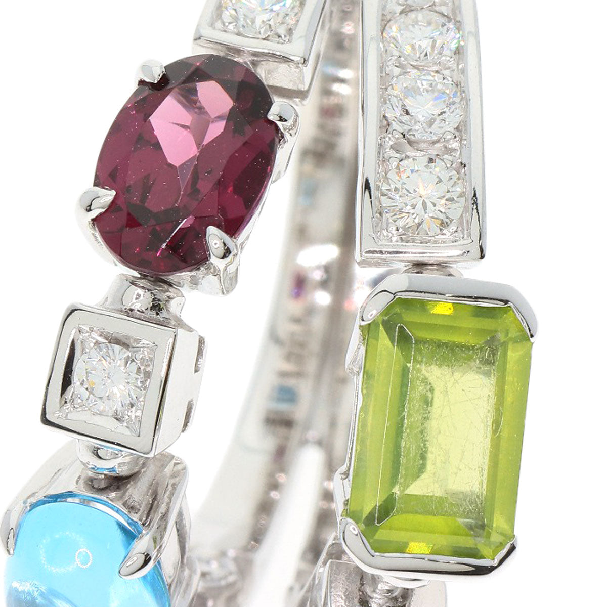 BVLGARI Allegra Diamond Multicolor Stone Ring K18 White Gold Ladies [Used]