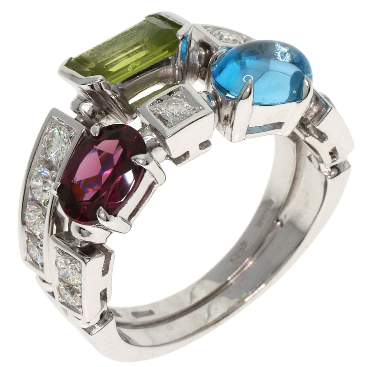 BVLGARI Allegra Diamond Multicolor Stone Ring K18 White Gold Ladies [Used]