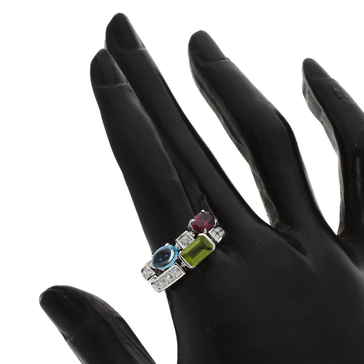 BVLGARI Allegra Diamond Multicolor Stone Ring K18 White Gold Ladies [Used]