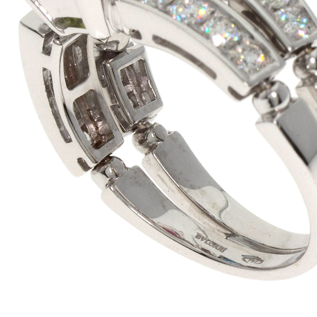 BVLGARI Allegra Diamond Multicolor Stone Ring K18 White Gold Ladies [Used]