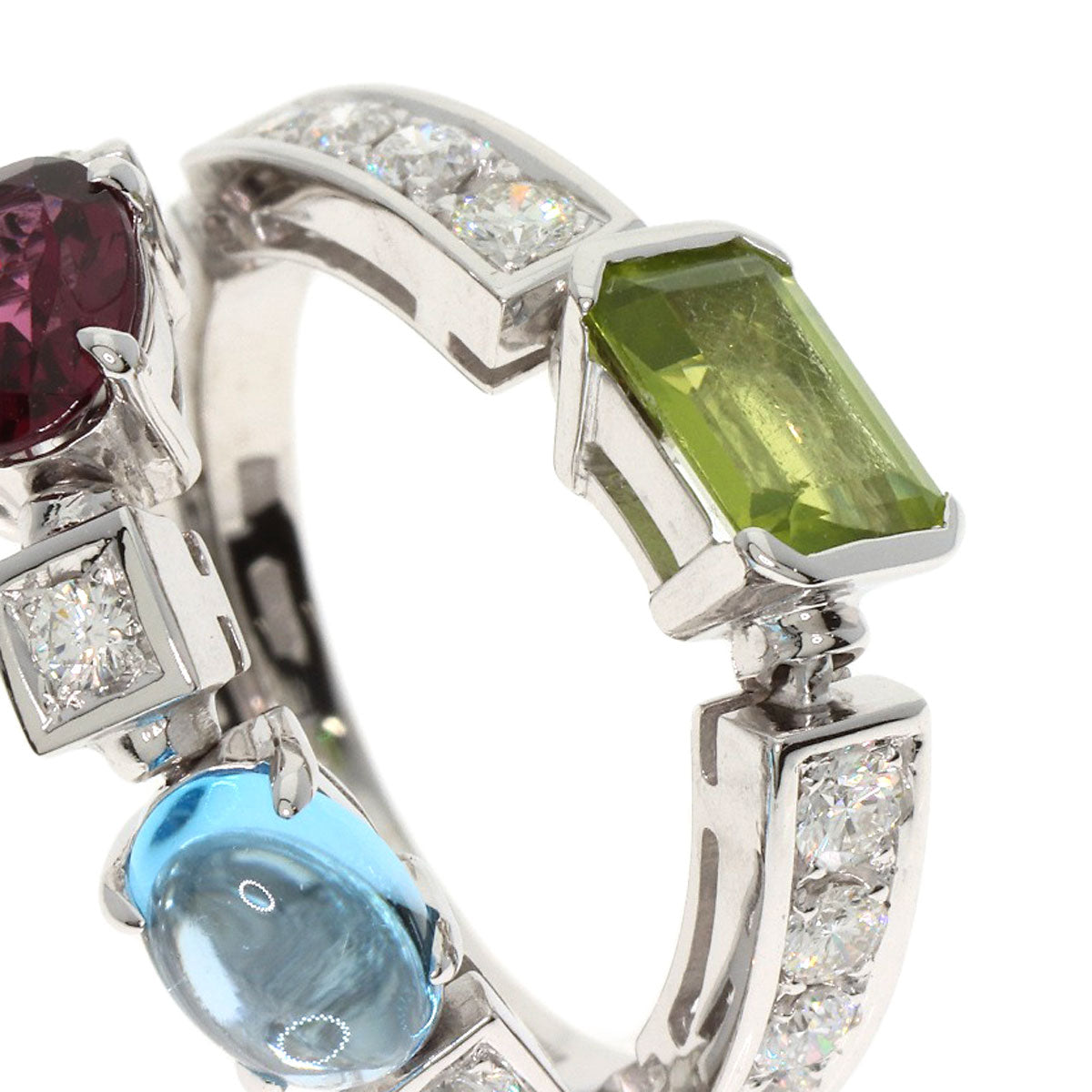 BVLGARI Allegra Diamond Multicolor Stone Ring K18 White Gold Ladies [Used]