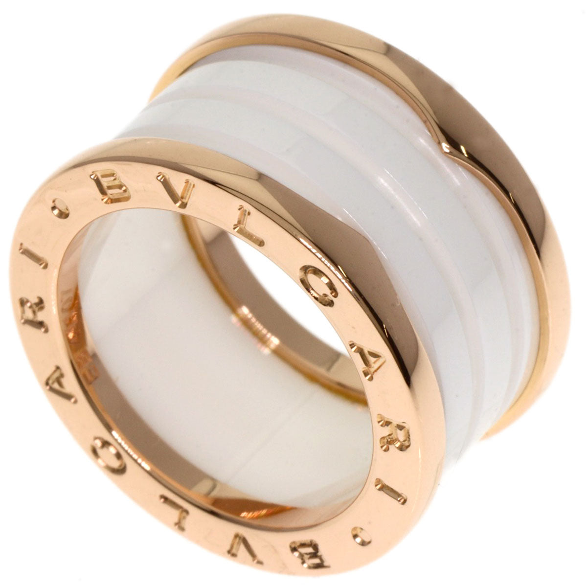 BVLGARI B.zero1 4 band White Ceramic #51 Ring K18 Pink Gold Ladies [Used]