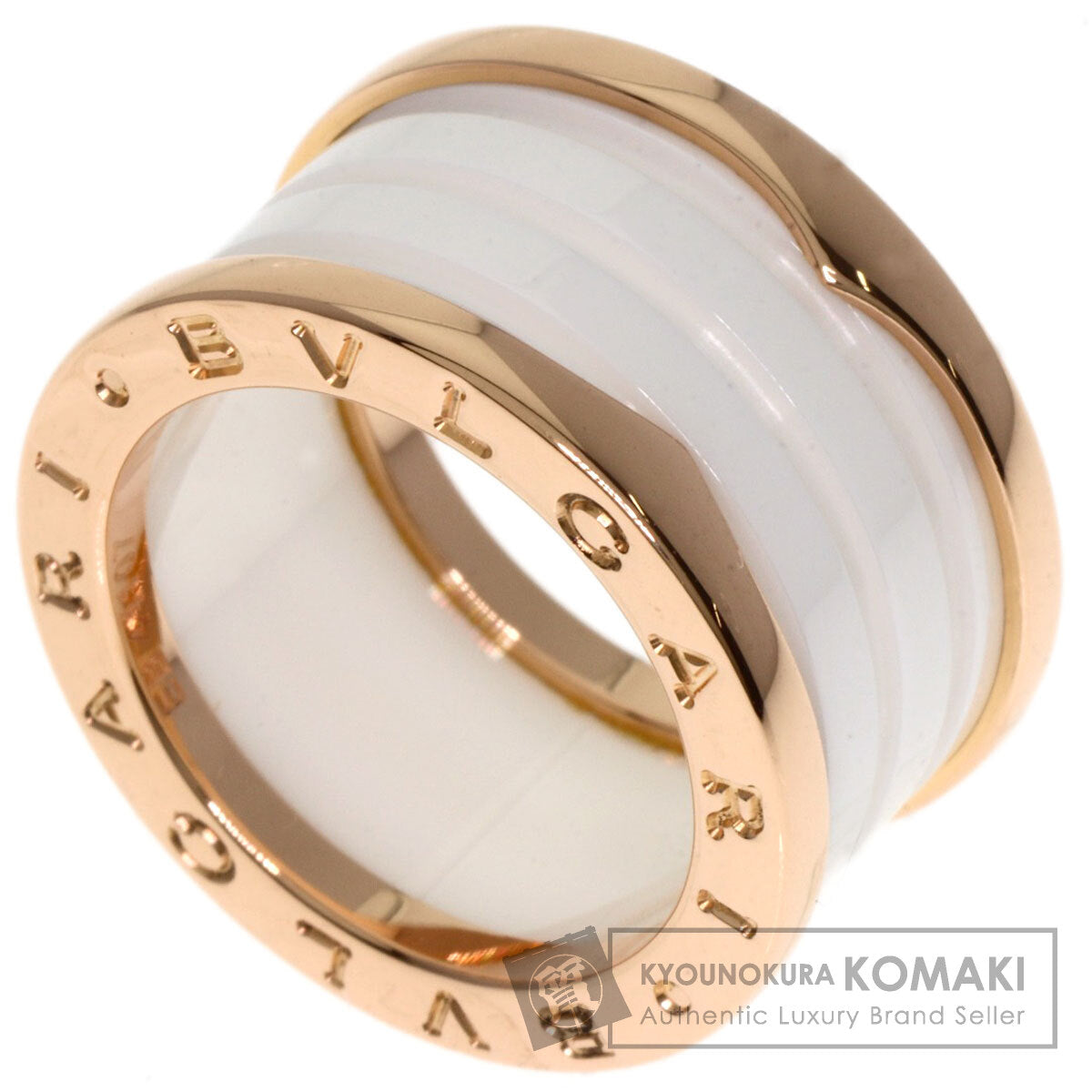 BVLGARI B.zero1 4 band White Ceramic #51 Ring K18 Pink Gold Ladies [Used]