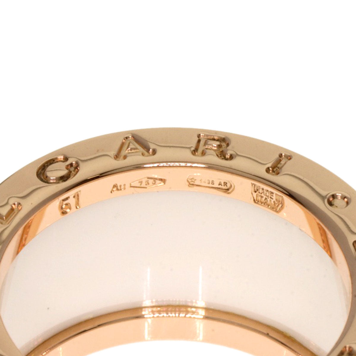 BVLGARI B.zero1 4 band White Ceramic #51 Ring K18 Pink Gold Ladies [Used]