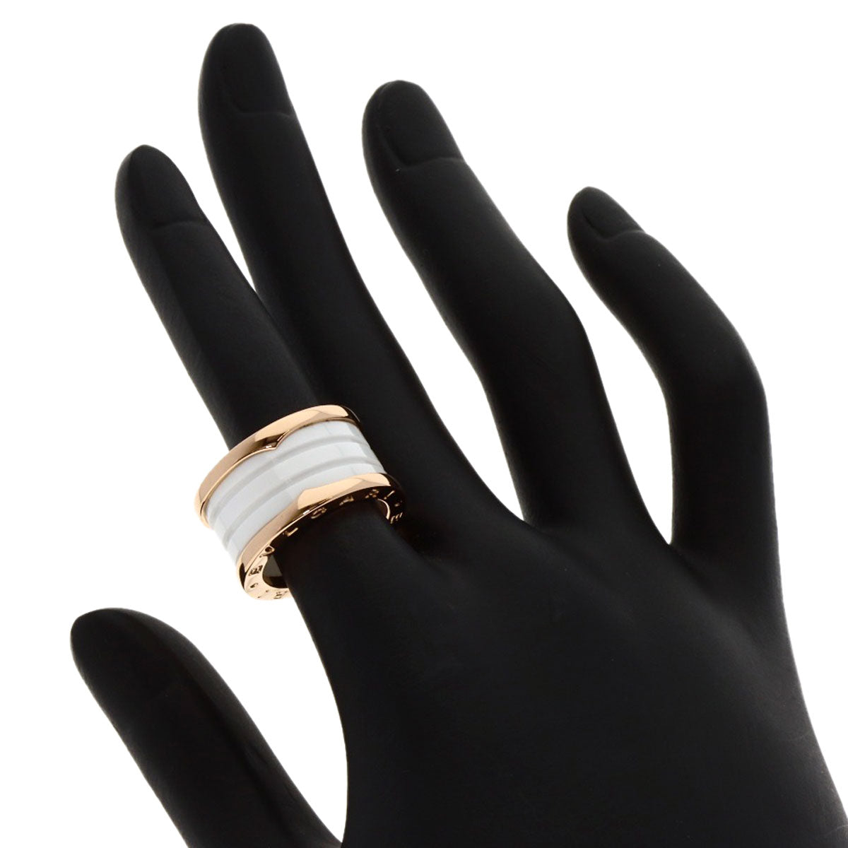 BVLGARI B.zero1 4 band White Ceramic #51 Ring K18 Pink Gold Ladies [Used]