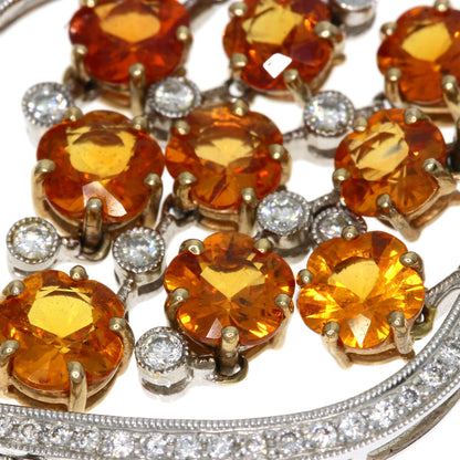 5.18ct Orange Sapphire Diamond Necklace K18 White Gold 17.8g　Ladies
