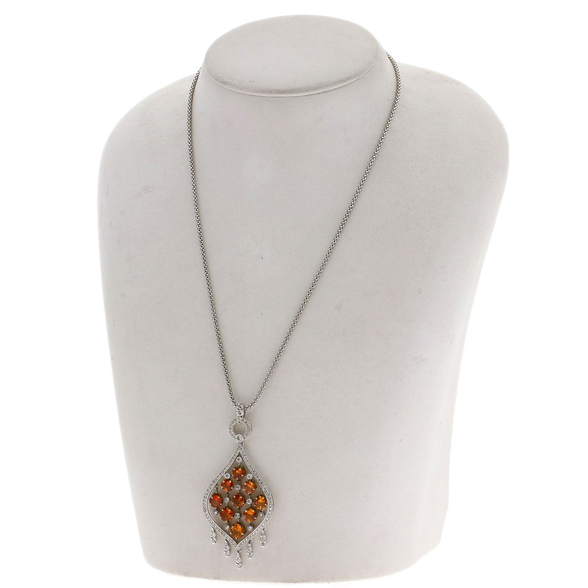 5.18ct Orange Sapphire Diamond Necklace K18 White Gold 17.8g　Ladies
