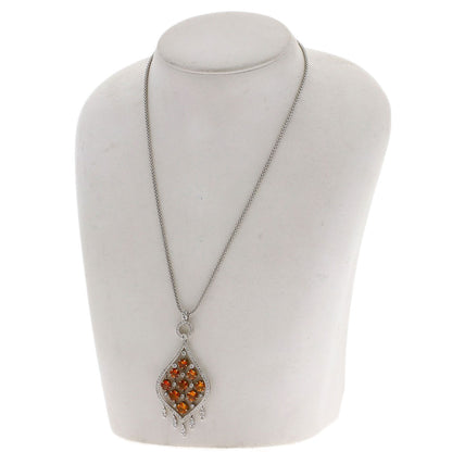 5.18ct Orange Sapphire Diamond Necklace K18 White Gold 17.8g　Ladies