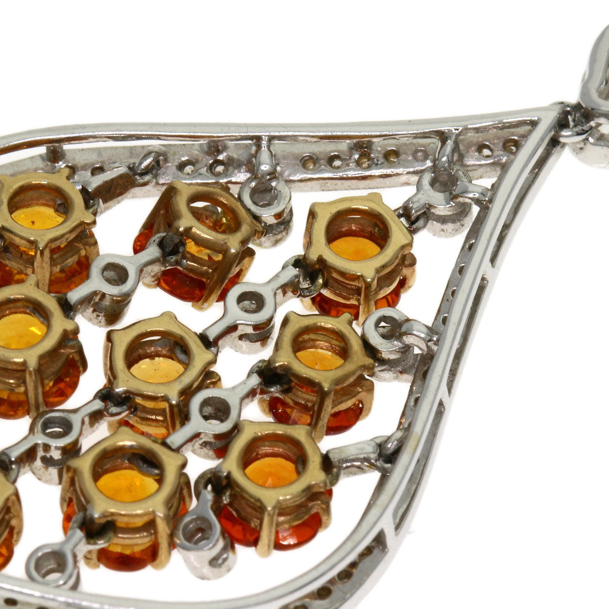 5.18ct Orange Sapphire Diamond Necklace K18 White Gold 17.8g　Ladies