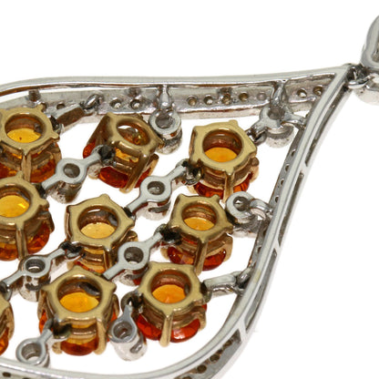 5.18ct Orange Sapphire Diamond Necklace K18 White Gold 17.8g　Ladies