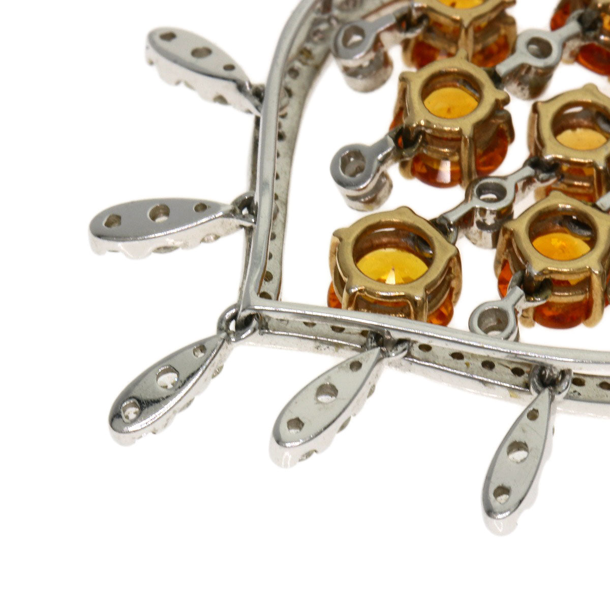 5.18ct Orange Sapphire Diamond Necklace K18 White Gold 17.8g　Ladies