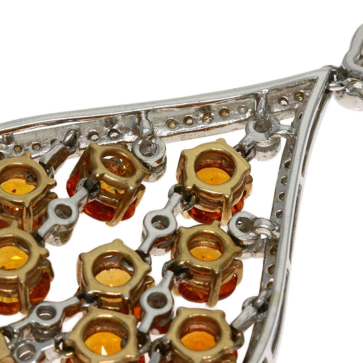 5.18ct Orange Sapphire Diamond Necklace K18 White Gold 17.8g　Ladies