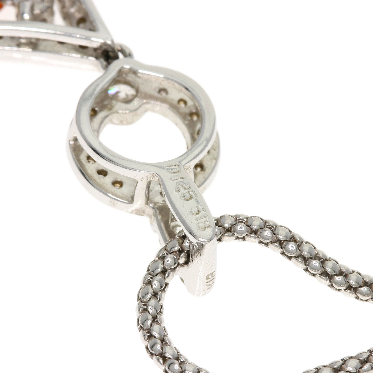 5.18ct Orange Sapphire Diamond Necklace K18 White Gold 17.8g　Ladies