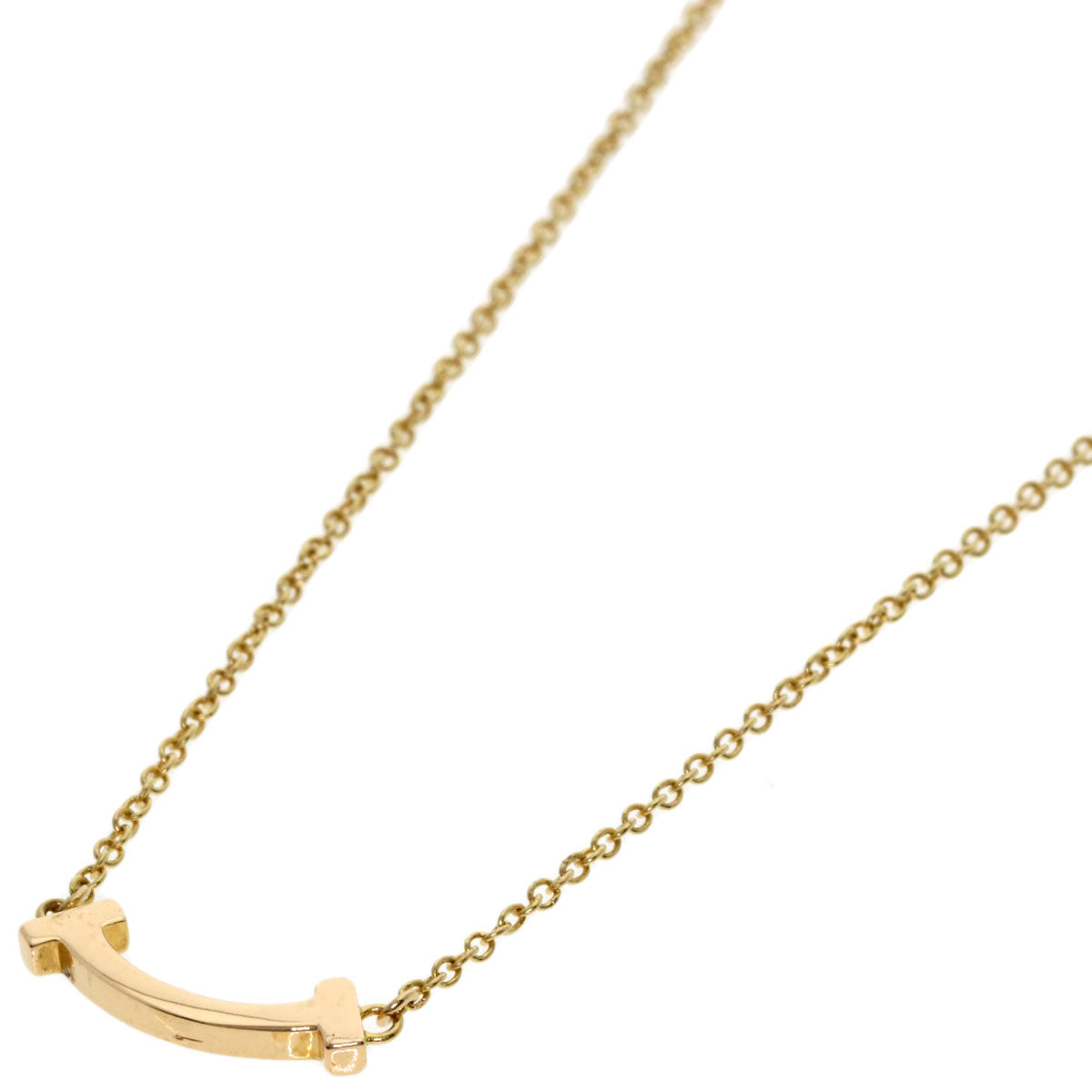 TIFFANY&Co. T Smile Mini Necklace K18 Pink Gold Ladies [Used]