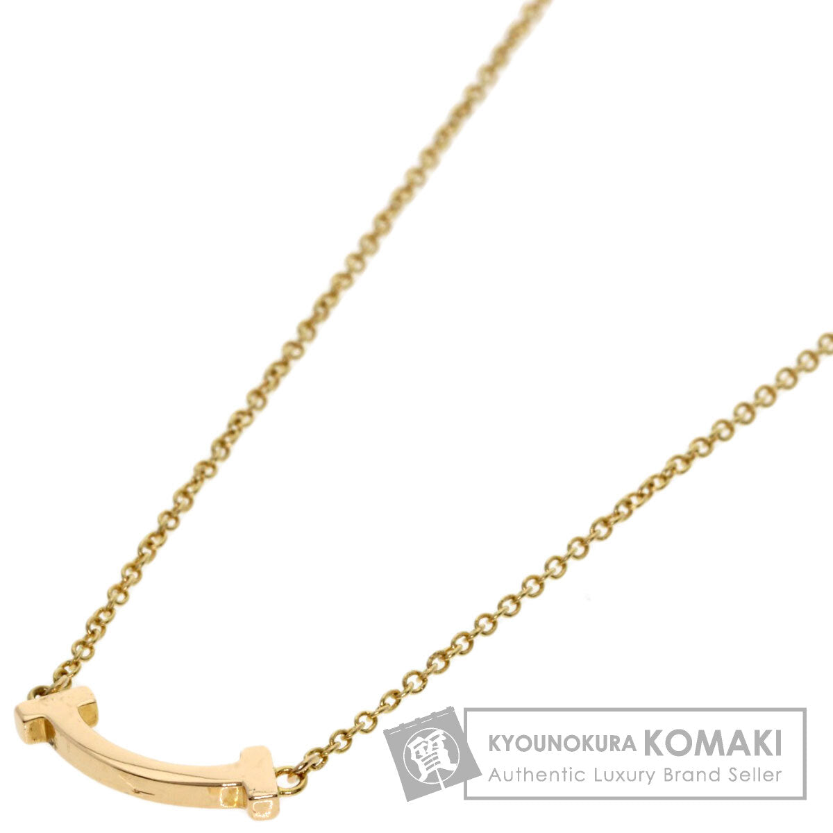 TIFFANY&Co. T Smile Mini Necklace K18 Pink Gold Ladies [Used]