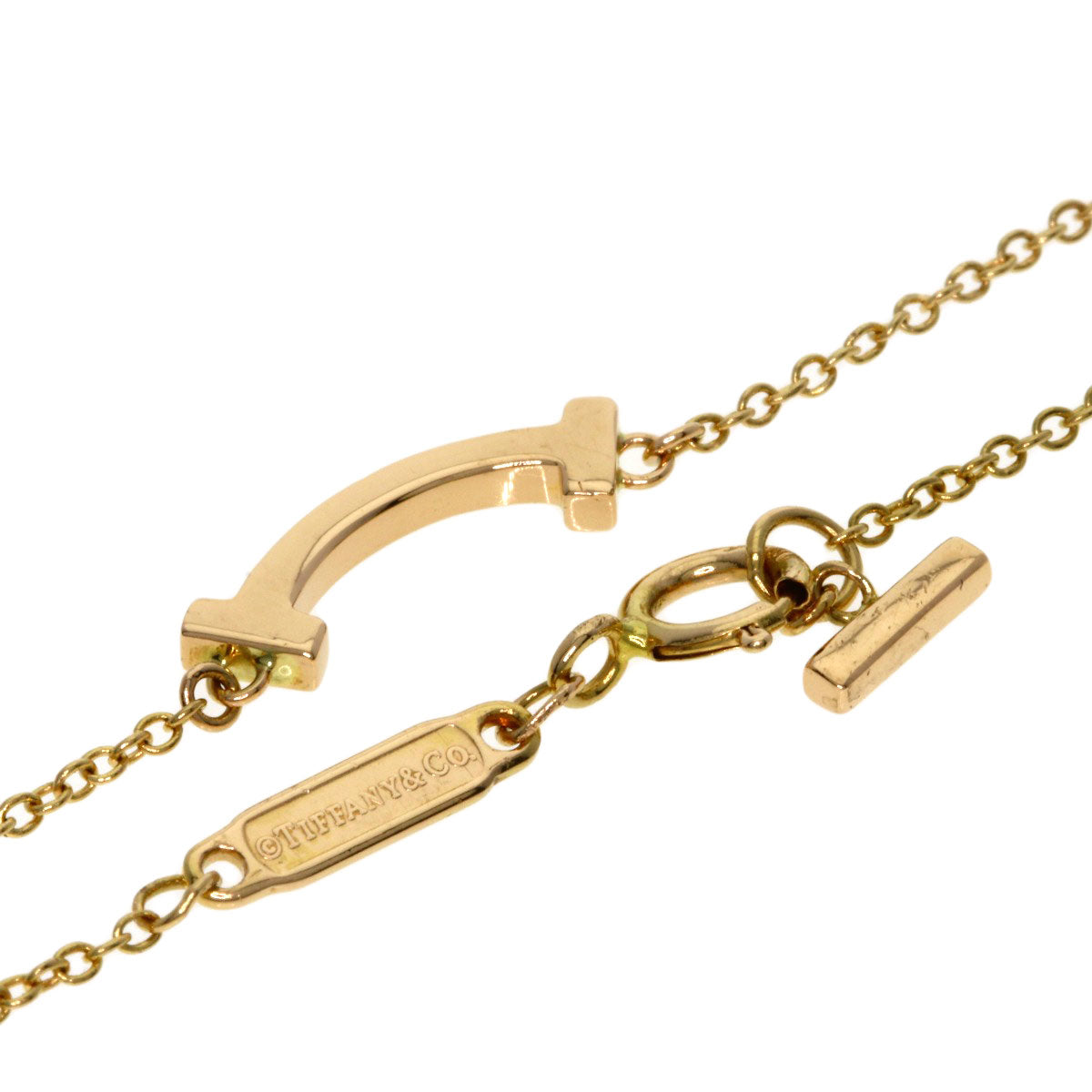 TIFFANY&Co. T Smile Mini Necklace K18 Pink Gold Ladies [Used]