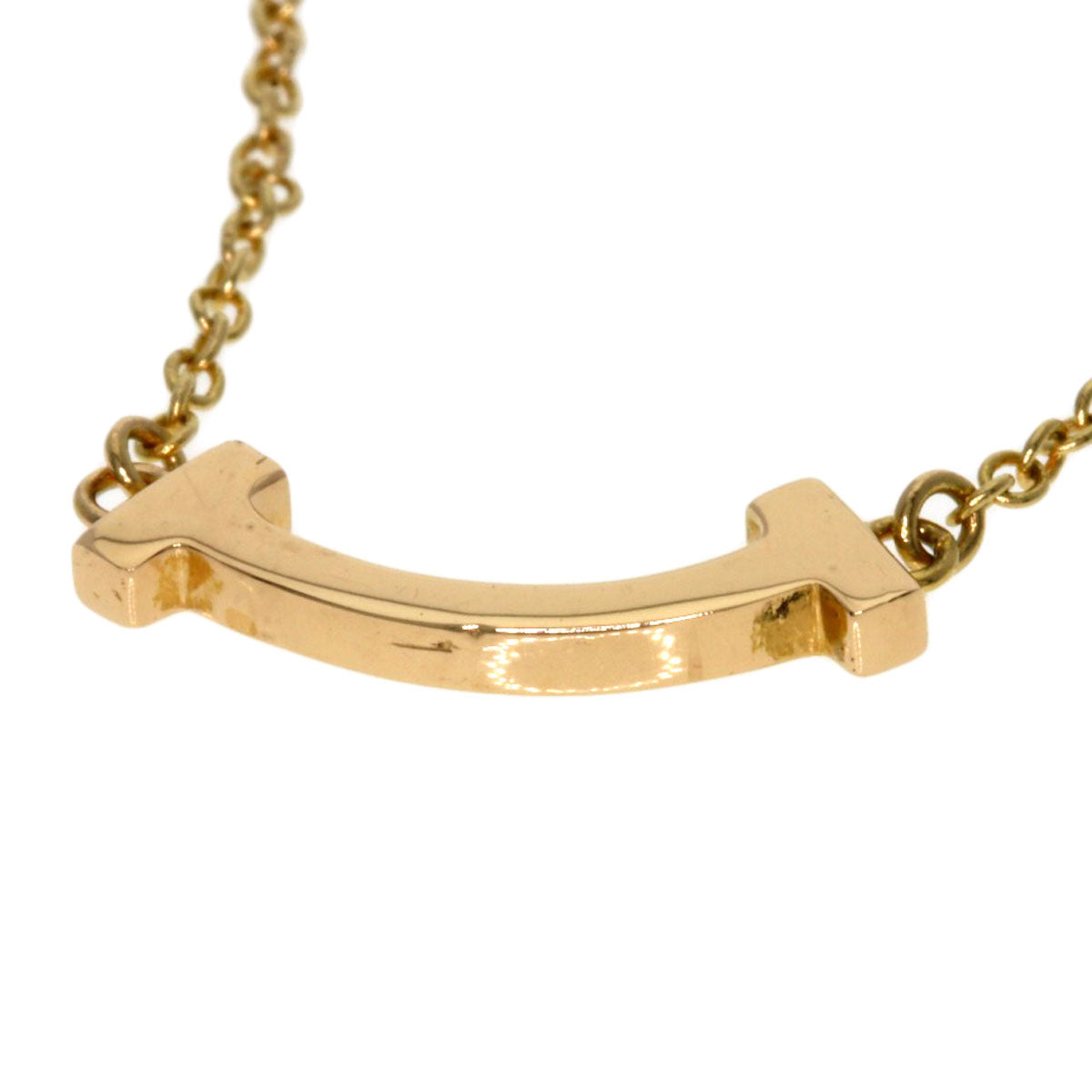 TIFFANY&Co. T Smile Mini Necklace K18 Pink Gold Ladies [Used]