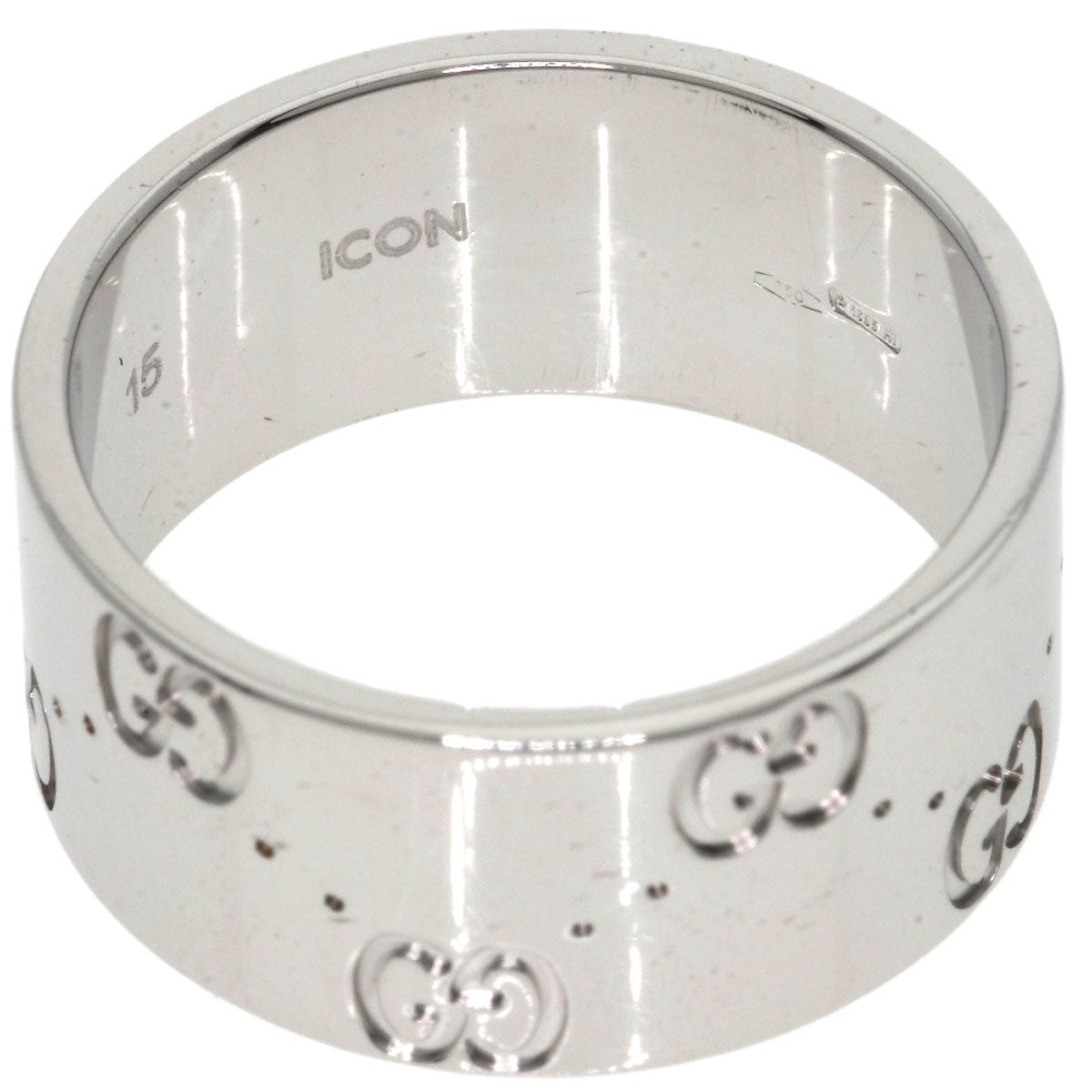 GUCCI Icon Wide #15 Ring K18 White Gold Ladies [Used]