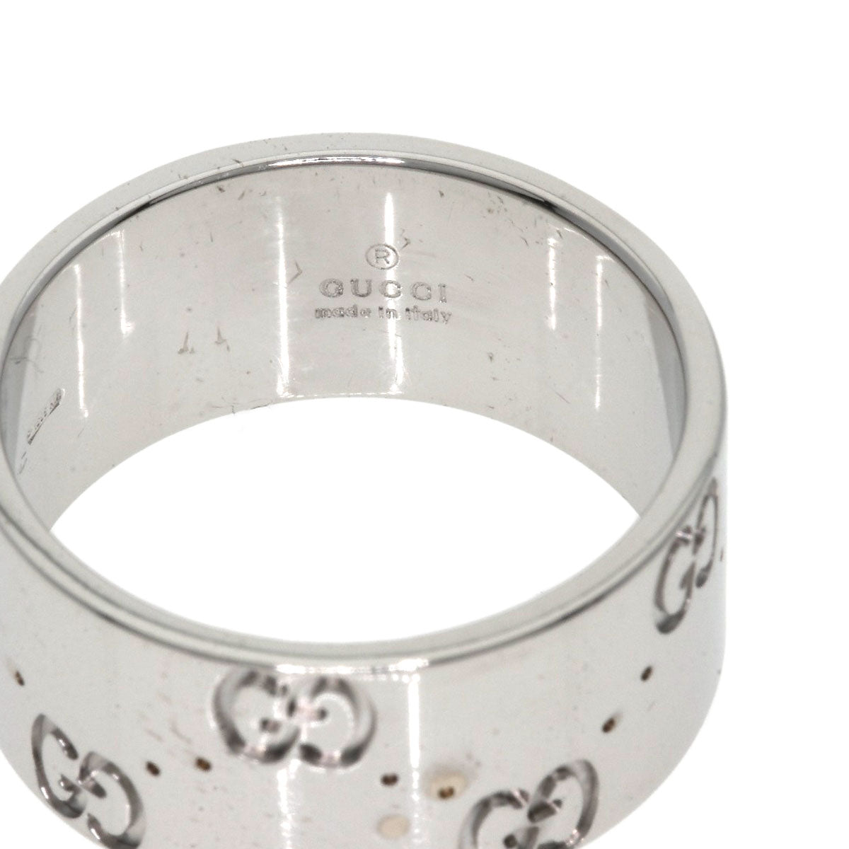 GUCCI Icon Wide #15 Ring K18 White Gold Ladies [Used]