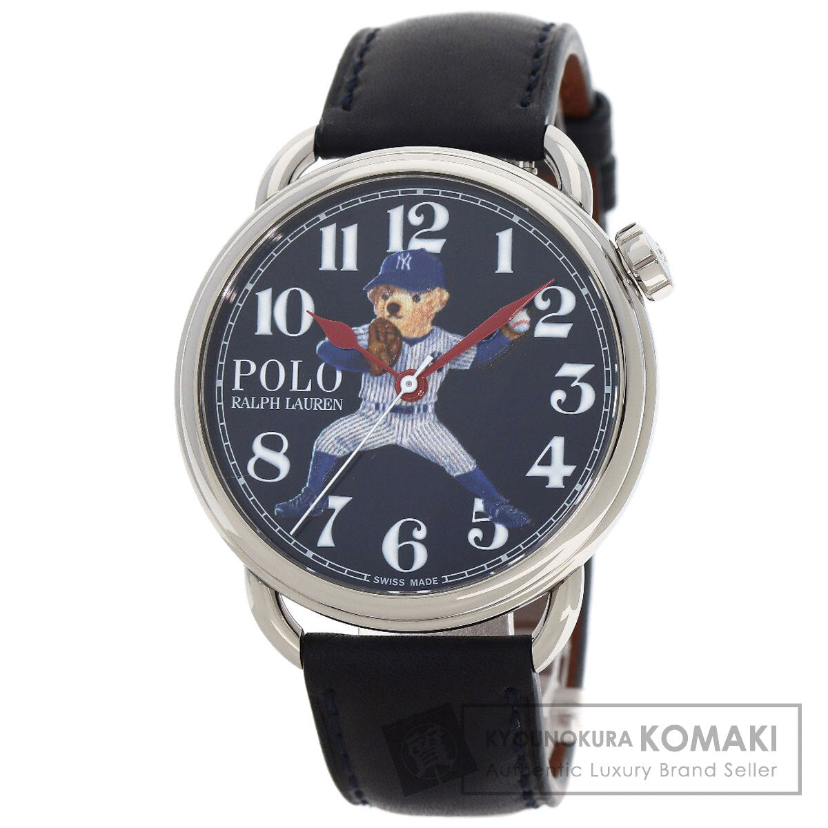 POLO RALPH LAUREN NY Yankees Bear Watches 472865479002 Stainless Steel/Leather mens