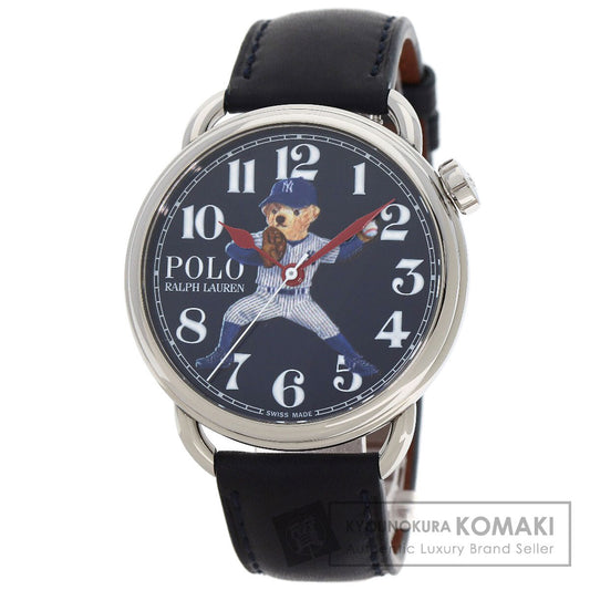 POLO RALPH LAUREN NY Yankees Bear Watches 472865479002 Stainless Steel/Leather mens