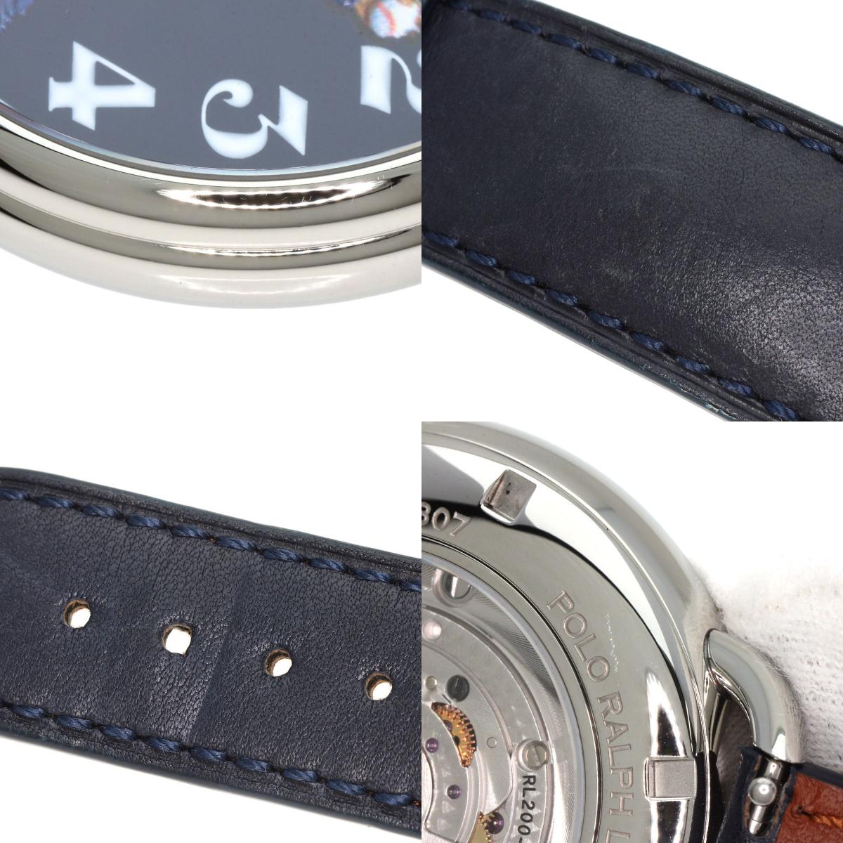 POLO RALPH LAUREN NY Yankees Bear Watches 472865479002 Stainless Steel/Leather mens