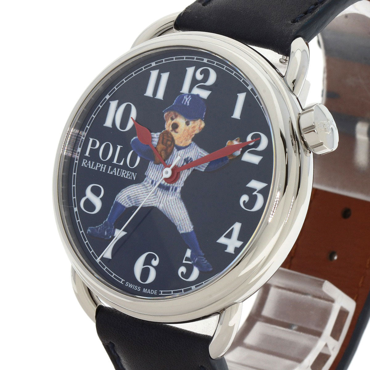 POLO RALPH LAUREN NY Yankees Bear Watches 472865479002 Stainless Steel/Leather mens