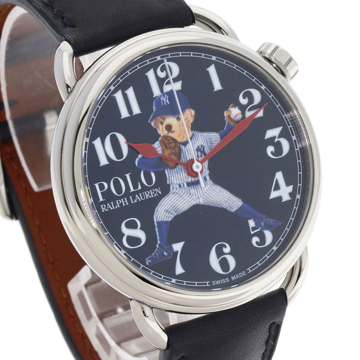 POLO RALPH LAUREN NY Yankees Bear Watches 472865479002 Stainless Steel/Leather mens