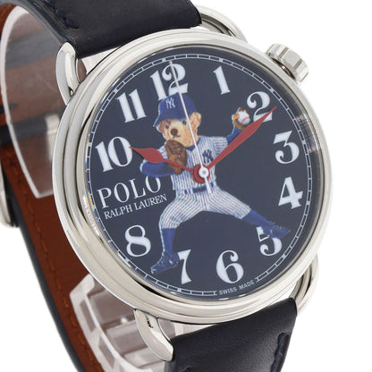 POLO RALPH LAUREN NY Yankees Bear Watches 472865479002 Stainless Steel/Leather mens