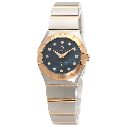 OMEGA Constellation Blue Guilloche 12P Diamond Watches 123.20.24.60.53.001 Stainless Steel/SSxK18PG Ladies