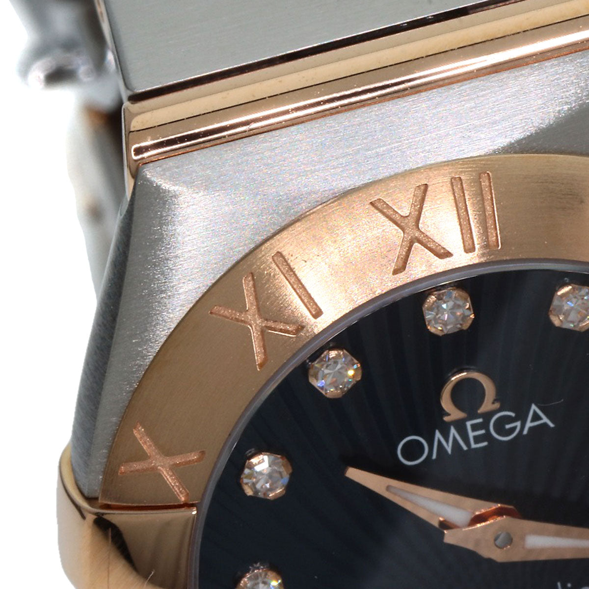 OMEGA Constellation Blue Guilloche 12P Diamond Watches 123.20.24.60.53.001 Stainless Steel/SSxK18PG Ladies