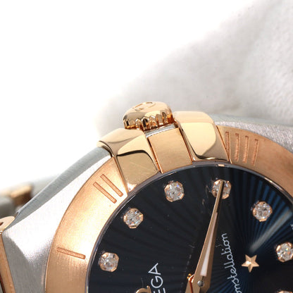 OMEGA Constellation Blue Guilloche 12P Diamond Watches 123.20.24.60.53.001 Stainless Steel/SSxK18PG Ladies