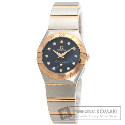 OMEGA Constellation Blue Guilloche 12P Diamond Watches 123.20.24.60.53.001 Stainless Steel/SSxK18PG Ladies