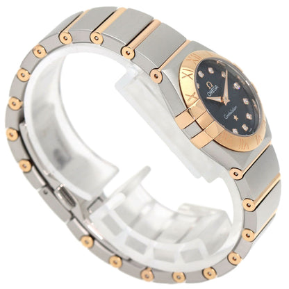 OMEGA Constellation Blue Guilloche 12P Diamond Watches 123.20.24.60.53.001 Stainless Steel/SSxK18PG Ladies