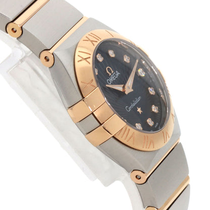 OMEGA Constellation Blue Guilloche 12P Diamond Watches 123.20.24.60.53.001 Stainless Steel/SSxK18PG Ladies