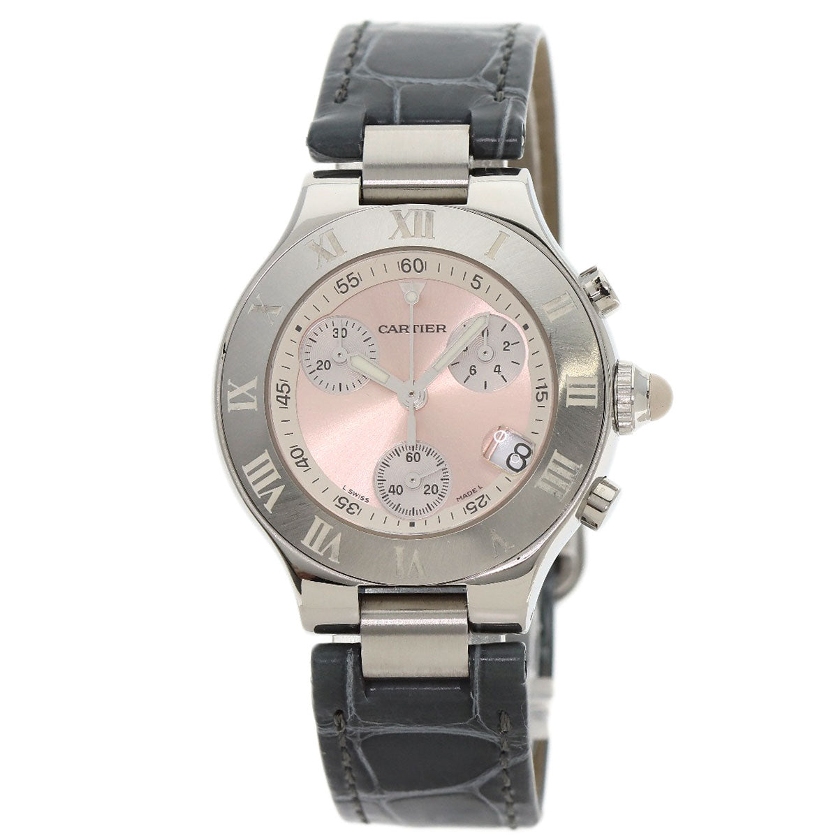 CARTIER CHRONOSCAPH SM Watches W1020012 Stainless Steel/Leather Ladies