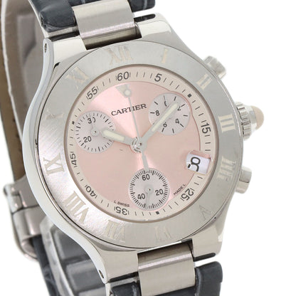 CARTIER CHRONOSCAPH SM Watches W1020012 Stainless Steel/Leather Ladies