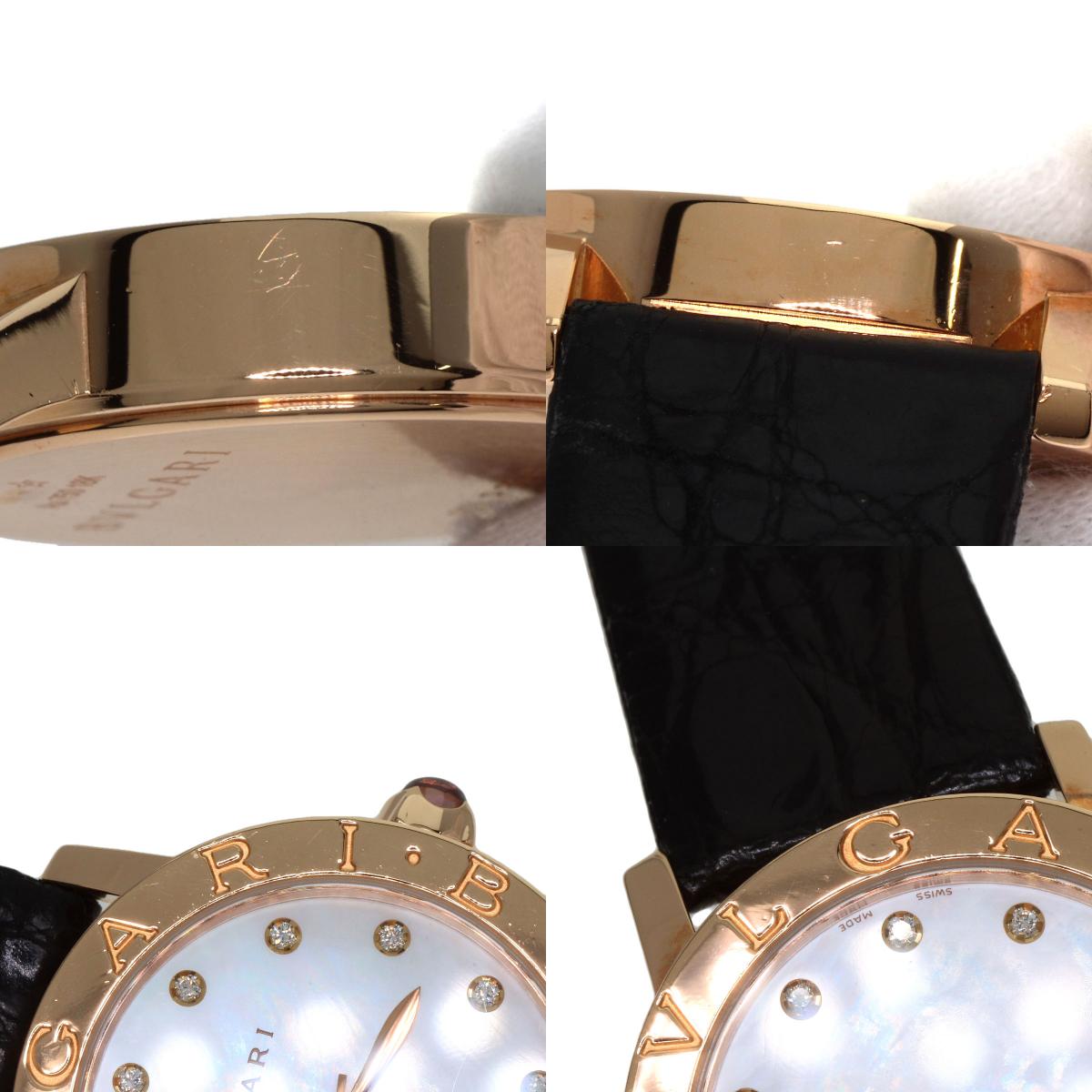 BVLGARI BVLGARI BVLGARI 12P Diamond Watches BBLP33G K18 Pink Gold/Leather mens