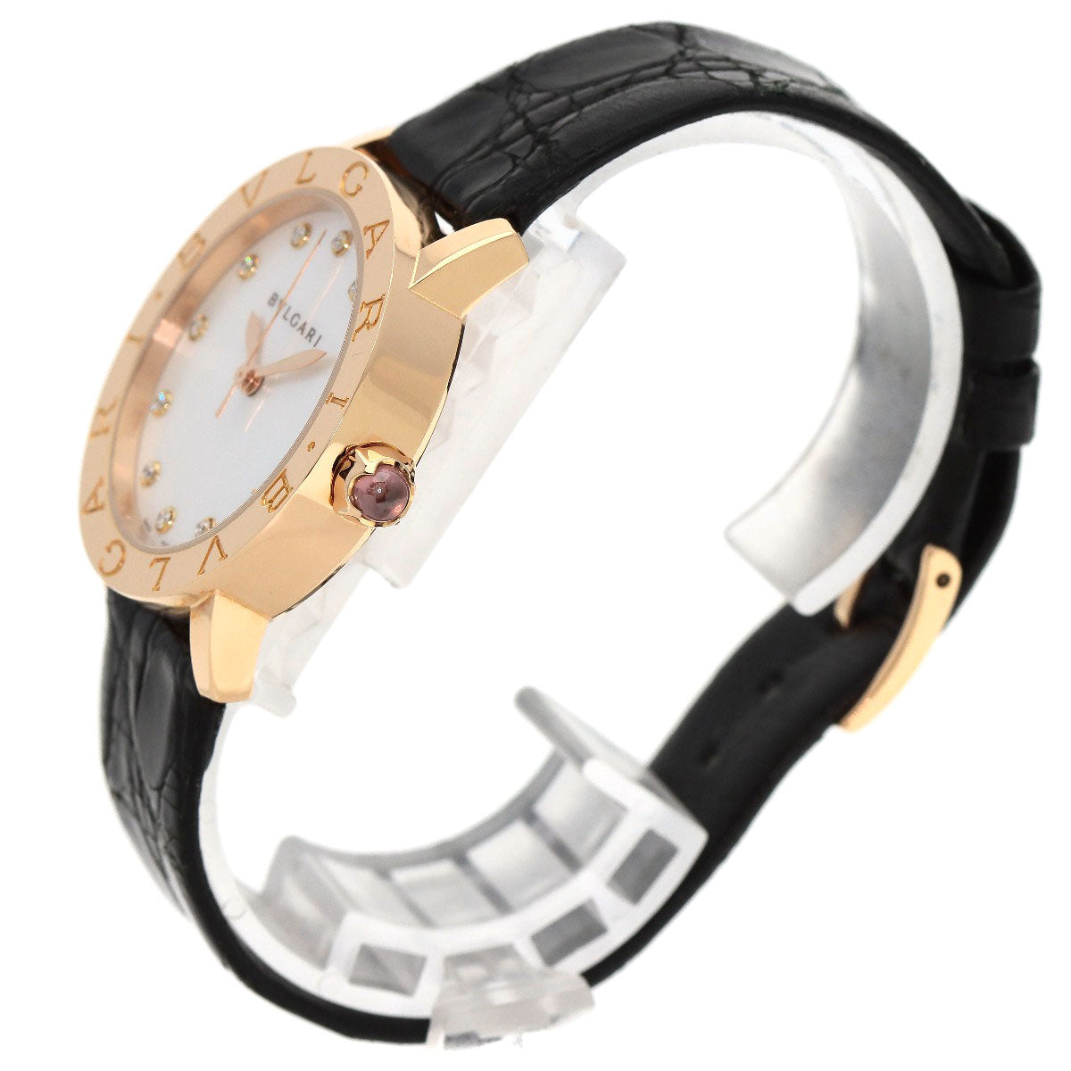 BVLGARI BVLGARI BVLGARI 12P Diamond Watches BBLP33G K18 Pink Gold/Leather mens