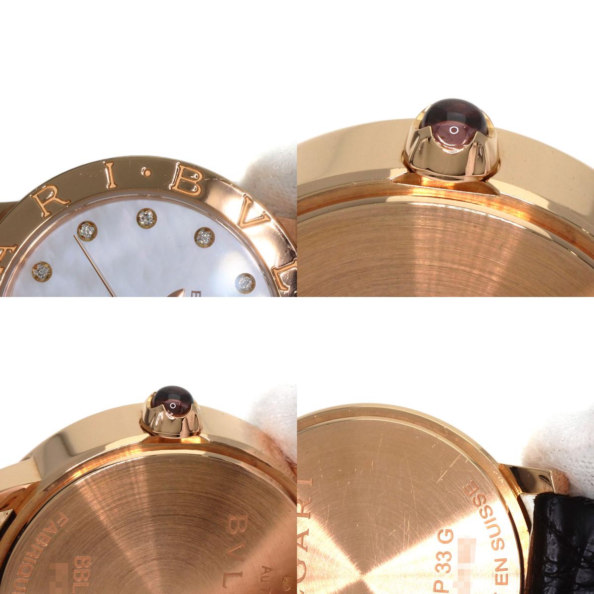 BVLGARI BVLGARI BVLGARI 12P Diamond Watches BBLP33G K18 Pink Gold/Leather mens