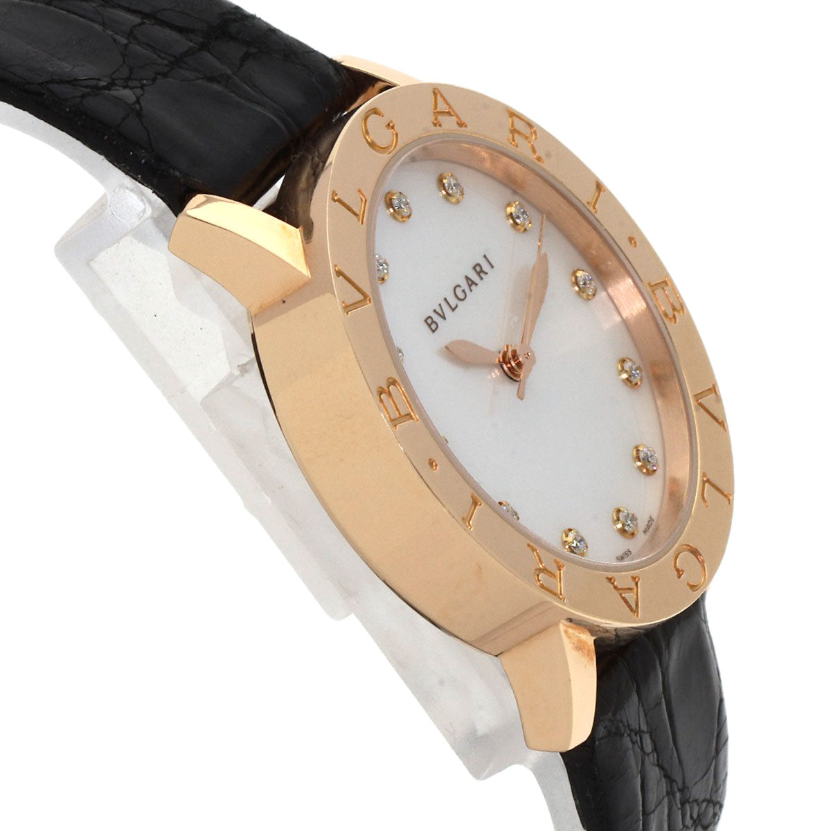 BVLGARI BVLGARI BVLGARI 12P Diamond Watches BBLP33G K18 Pink Gold/Leather mens