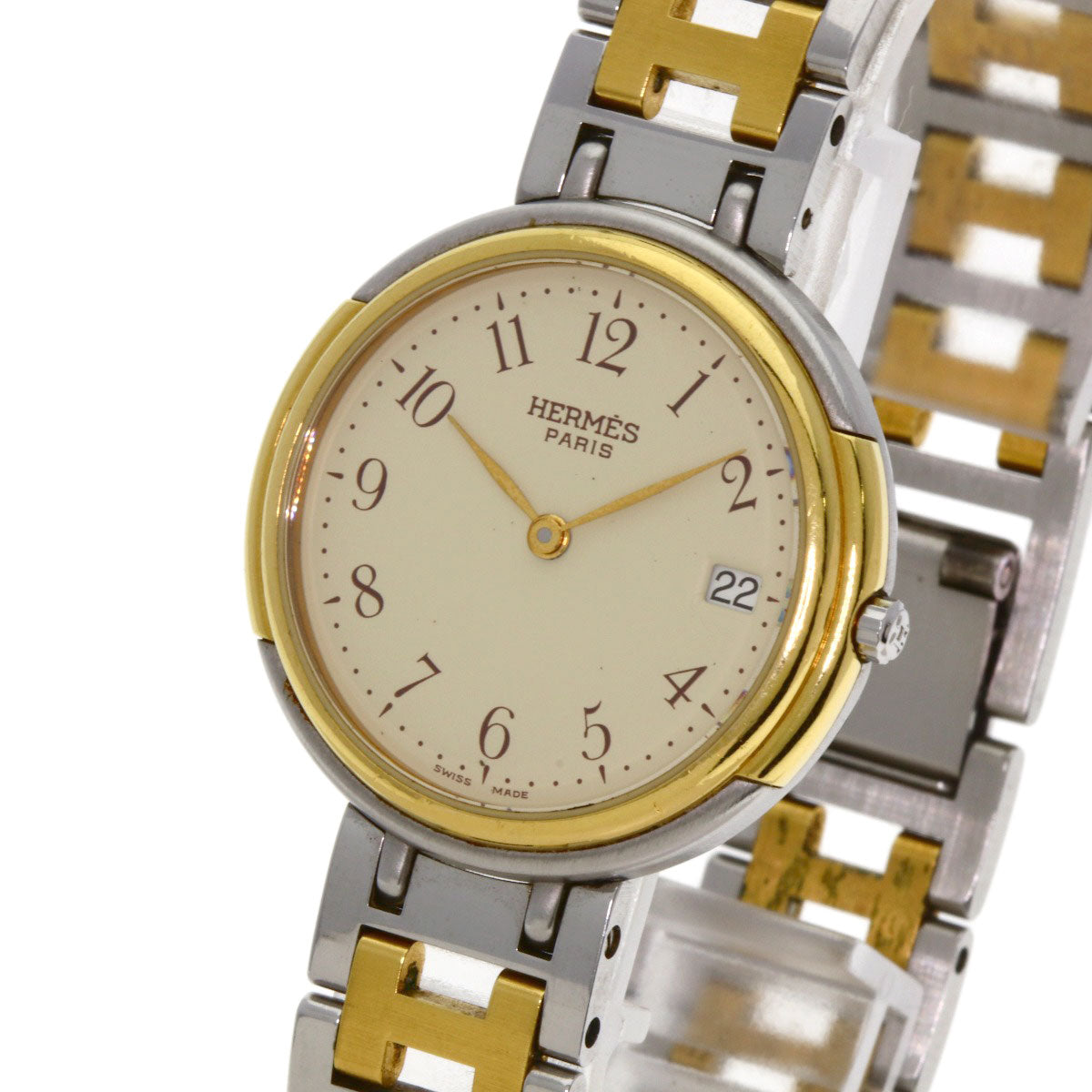 HERMES Windsor Date Watches Stainless Steel/SSxGP mens