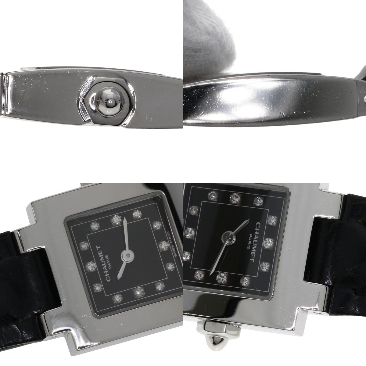 Chaumet Style Calendar 12P Diamond Watches Stainless Steel/Leather Ladies